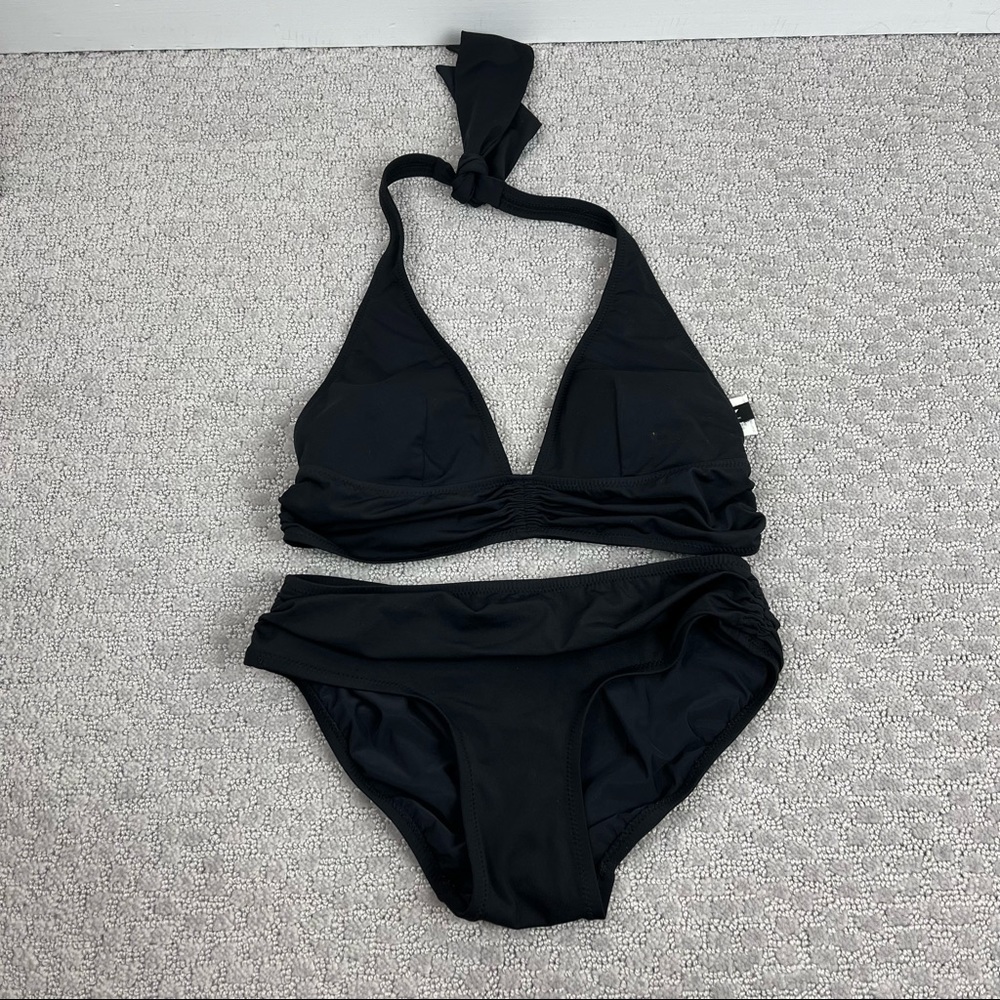 DKNY black halter top swim wear